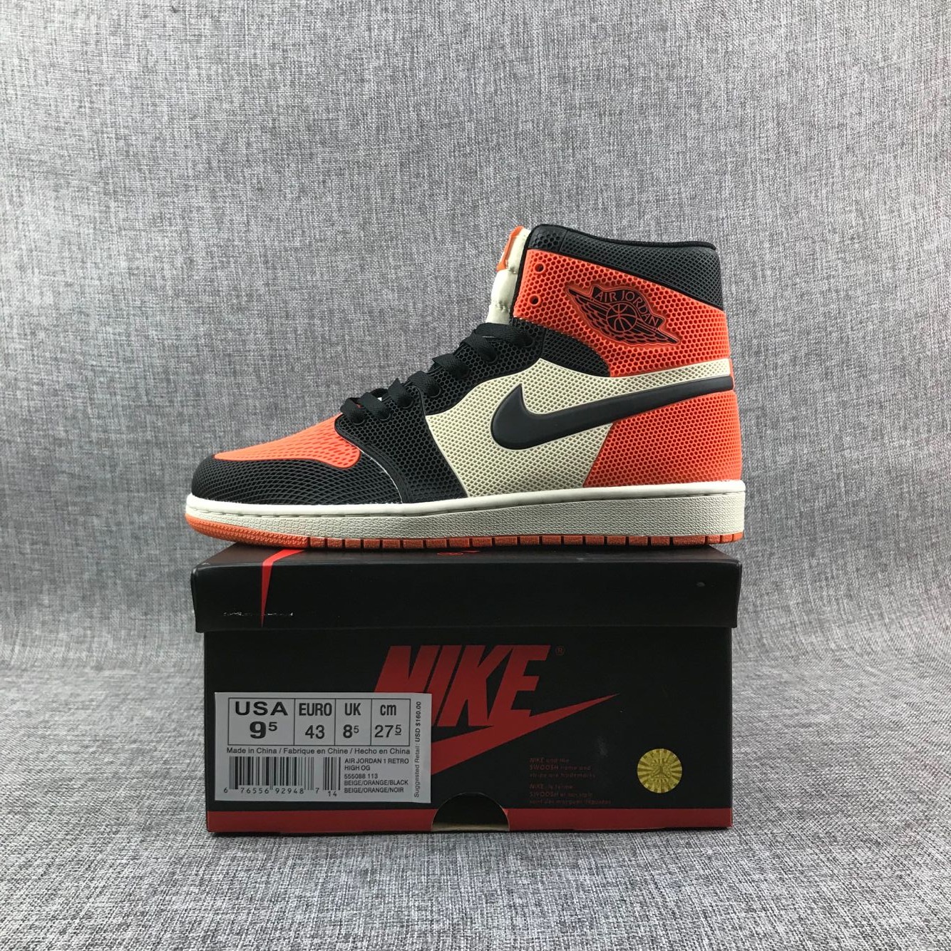 New Air Jordan 1 Drop Plastic Orange Black White Shoes